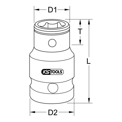 KS Tools 1/2" bit adapter bus, voor bits 5/16" met klemring