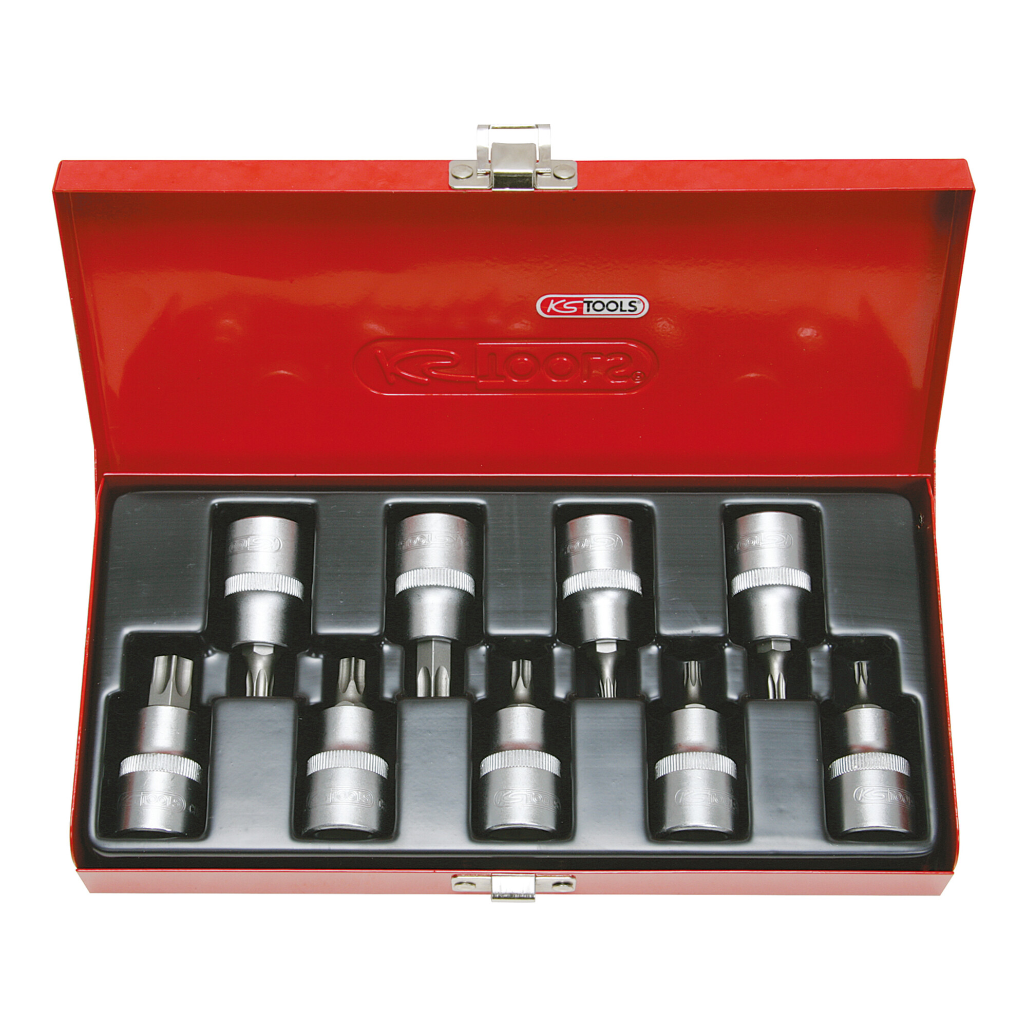 KS Tools 1/2" Bit-Stecknuss-Satz, 9-teilig, TB20-TB60 mit Stirnlochbohrung