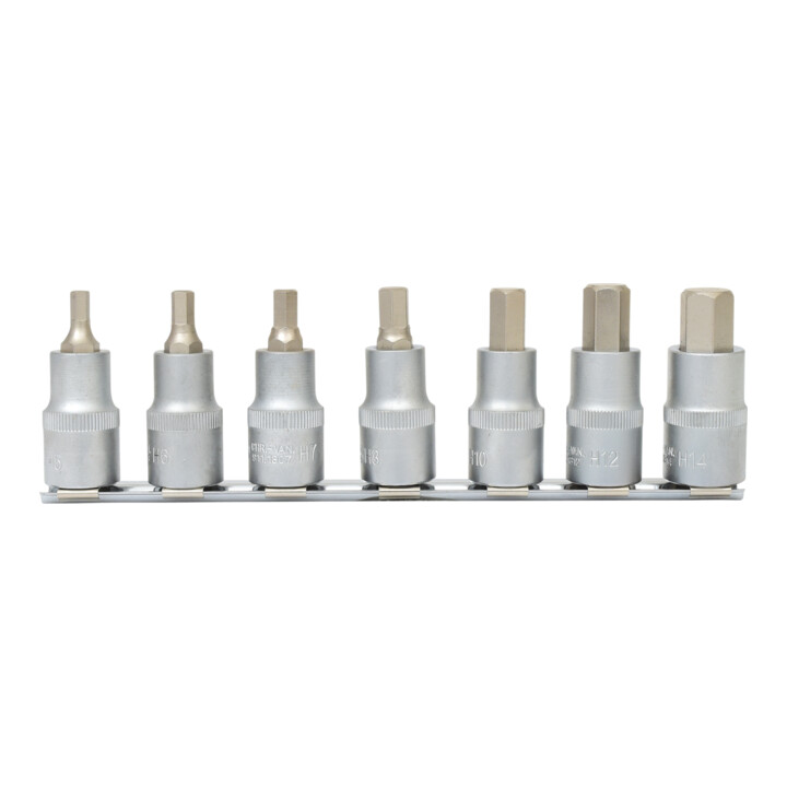 KS Tools 1/2" Bit-Stecknuss-Satz Innensechskant, kurz, 7-teilig