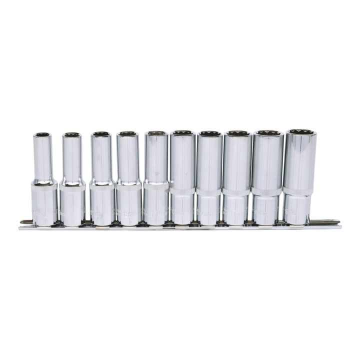 KS Tools 1/2" CHROMEplus 12kant-Stecknuss-Satz, lang, 10-teilig, 10-19mm