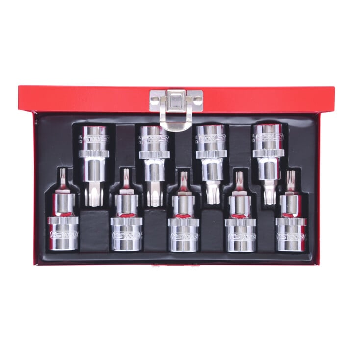 KS Tools 1/2" CHROMEplus bit doppenset TX, geboord, 9 delig TB20-TB60