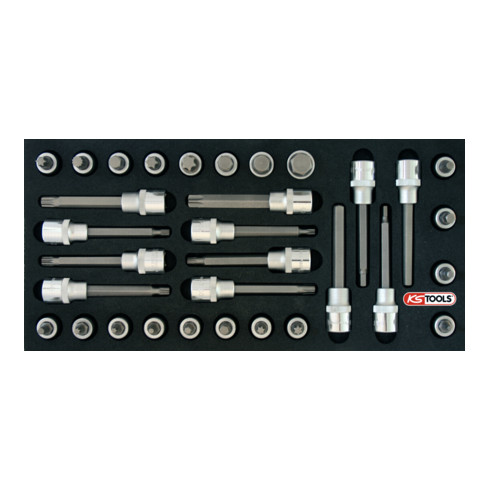 KS Tools 1/2" CHROMEplus bit dopsleutelset, 32 stuks in 1/3 systeem insteek