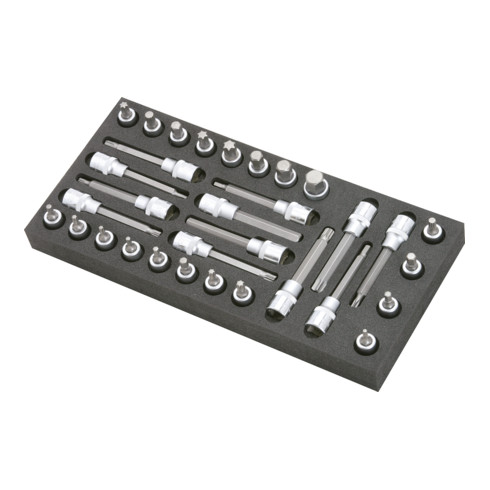 KS Tools 1/2" CHROMEplus bit dopsleutelset, 32 stuks in 1/3 systeem insteek
