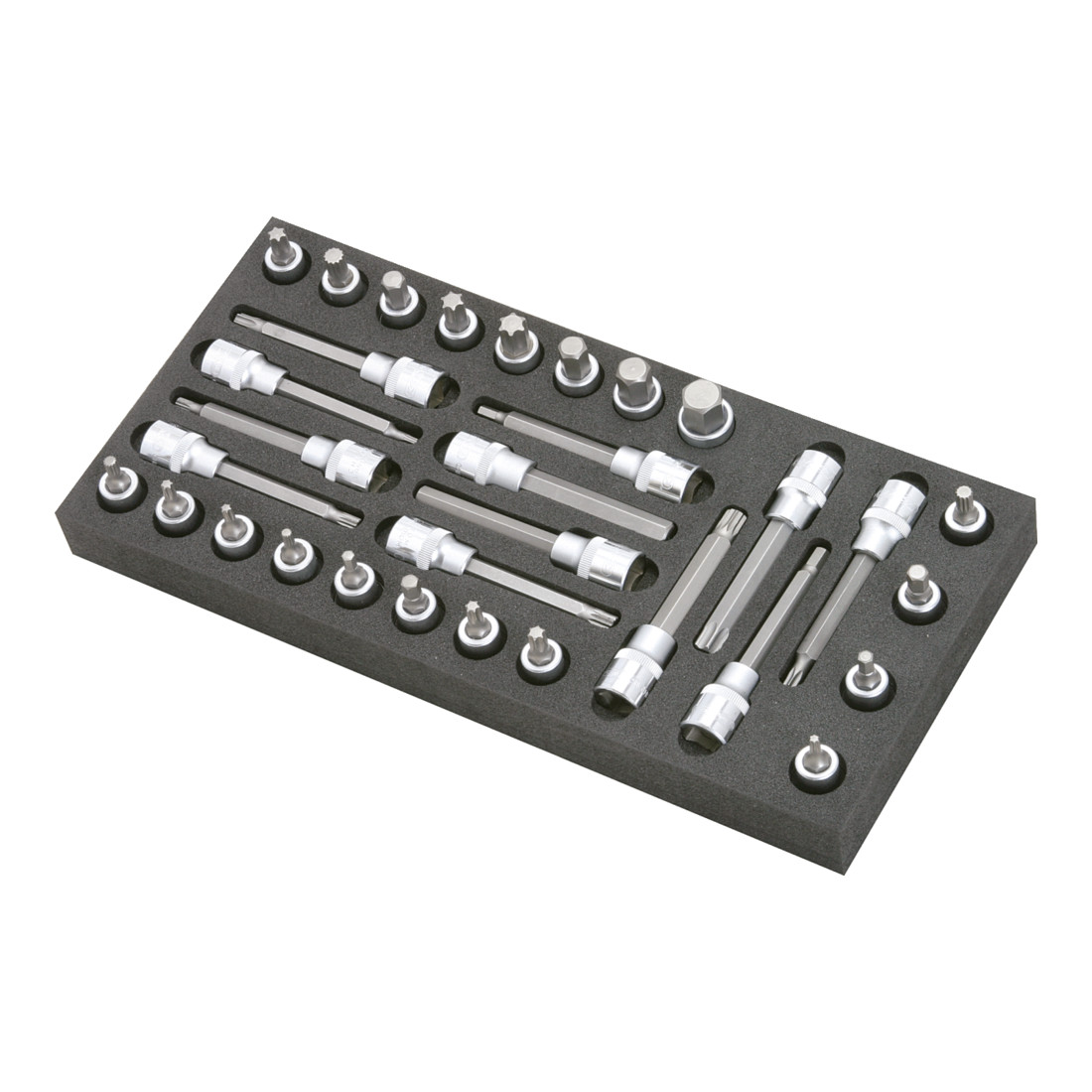 KS Tools 1/2" CHROMEplus bit dopsleutelset, 32 stuks in 1/3 systeem insteek