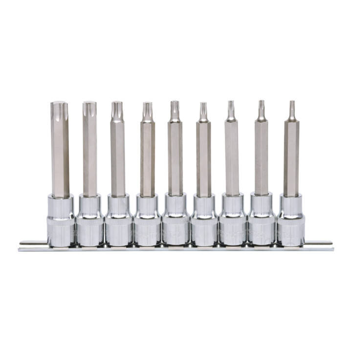KS Tools 1/2" CHROMEplus bit dopsleutelset TX, lang, 9-delig T20-T60