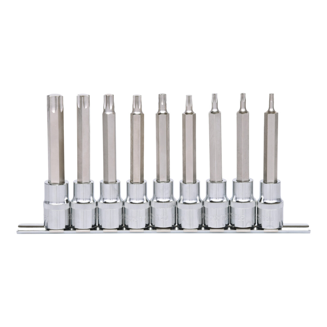 KS Tools 1/2" CHROMEplus bit dopsleutelset TX, lang, 9-delig T20-T60