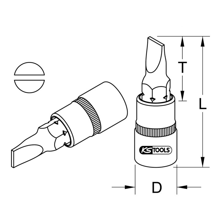 KS Tools 1/2" CHROMEplus bit socket Slot, 6.5 mm
