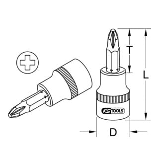 KS Tools 1/2" CHROMEplus Bit-Stecknuss, PH