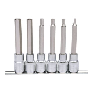 KS Tools 1/2" CHROMEplus Bit-Stecknuss-Satz Innensechskant, 6-teilig 5-12mm,lang