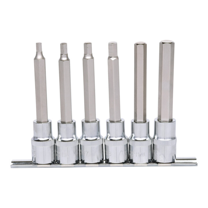 KS Tools 1/2" CHROMEplus Bit-Stecknuss-Satz Innensechskant, 6-teilig 5-12mm,lang