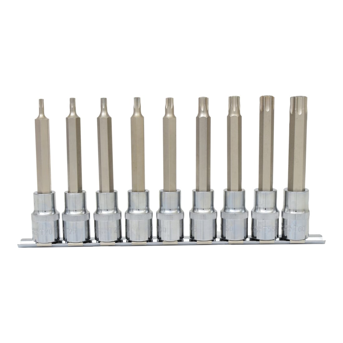 KS Tools 1/2" CHROMEplus Bit-Stecknuss-Satz TX, Bohrung, lang, 9-teiligTB20-TB60
