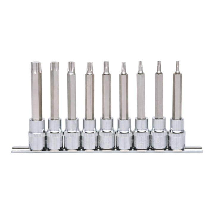 KS Tools 1/2" CHROMEplus Bit-Stecknuss-Satz TX, lang, 9-teilig T20-T60