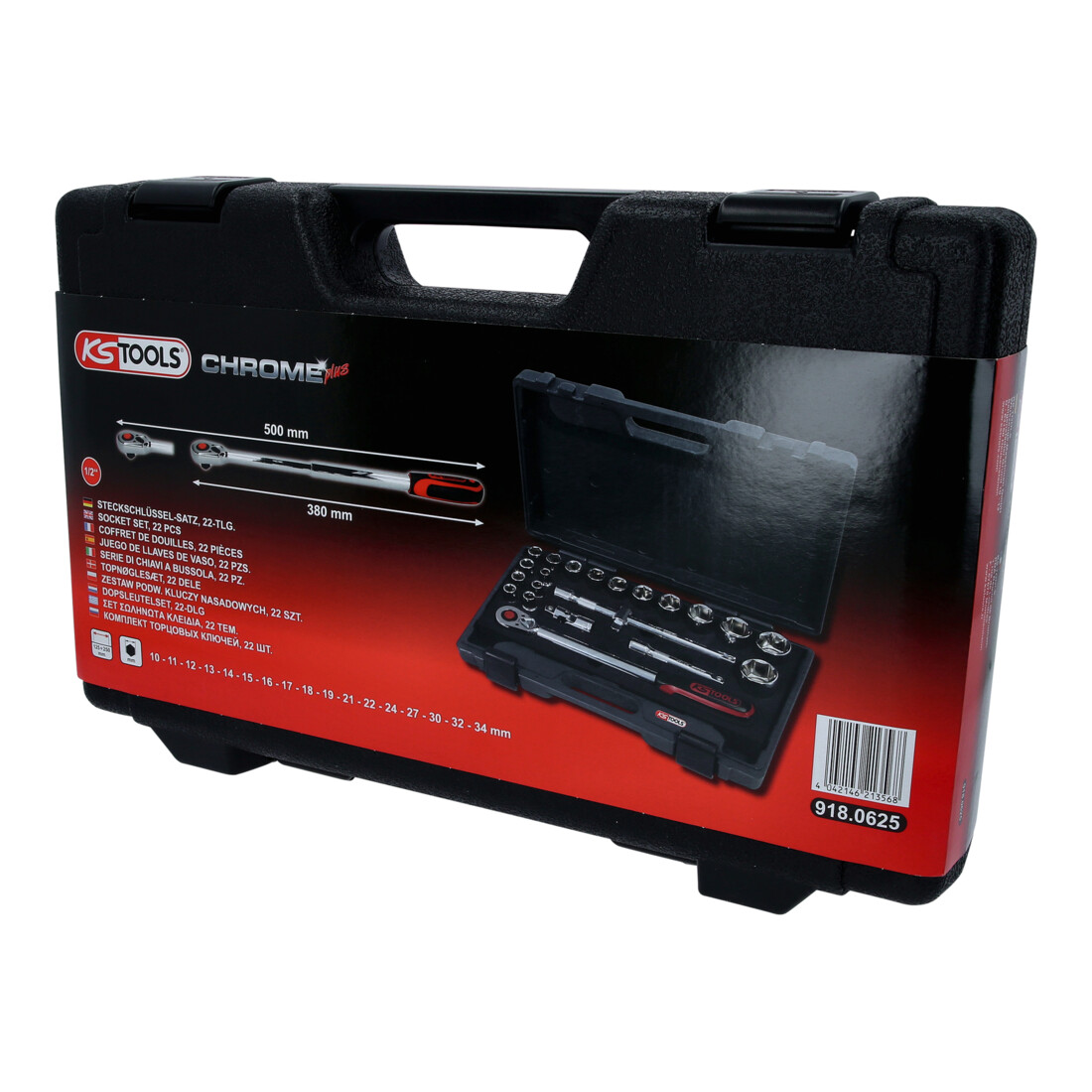 KS Tools 1/2" CHROMEplus Coffret de douilles, 22 pcs.