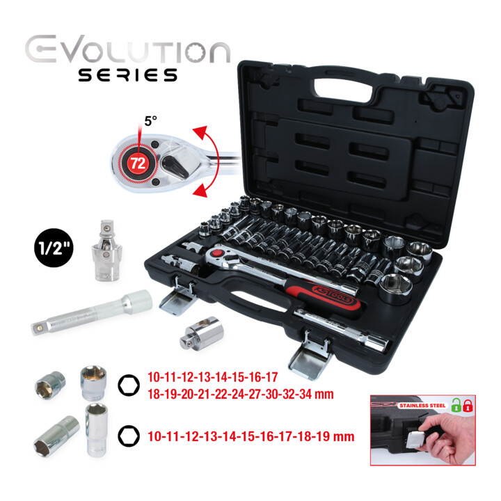 KS Tools 1/2" CHROMEplus Coffret de douilles, 35 pcs.