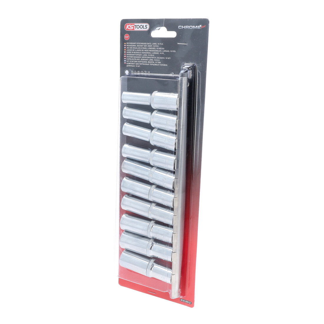 KS Tools 1/2" CHROMEplus inbussleutelset, lang, 10 stuks 10-19mm