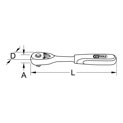 KS Tools 1/2" CHROMEplus omkeerbare ratel, 45 tand