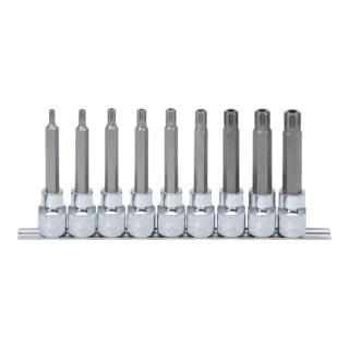 KS Tools 1/2" CHROMEplus RIBE bit dopsleutelset, lang, 9 stuks M5-M14, boring