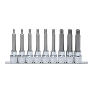 KS Tools 1/2" CHROMEplus RIBE-Bit-Stecknuss-Satz, lang, 9-teilig M5-M14