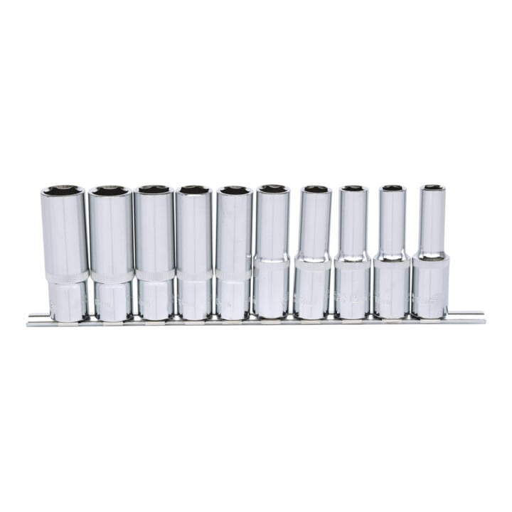 KS Tools 1/2" CHROMEplus Sechskant-Stecknuss-Satz, lang, 10-teilig 10-19mm