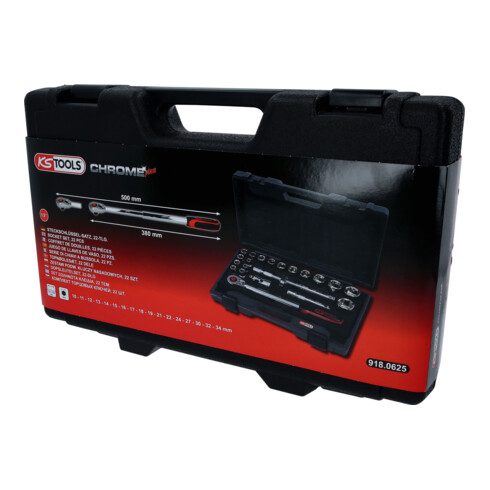 KS Tools 1/2" CHROMEplus Steckschlüssel-Satz, 22-teilig