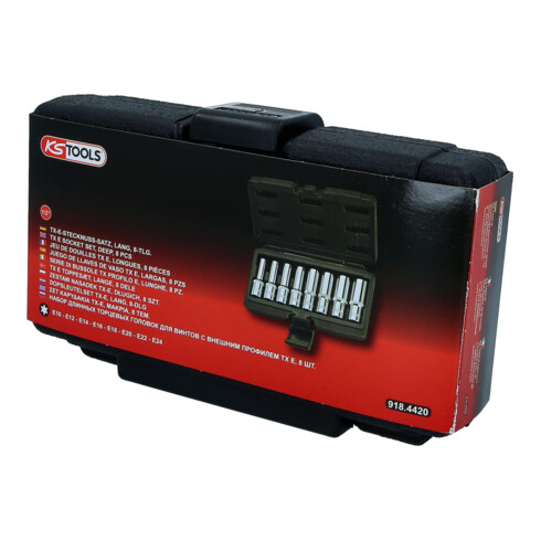 KS Tools 1/2" CHROMEplus TX-E-Stecknuss-Satz, lang, 8-teilig