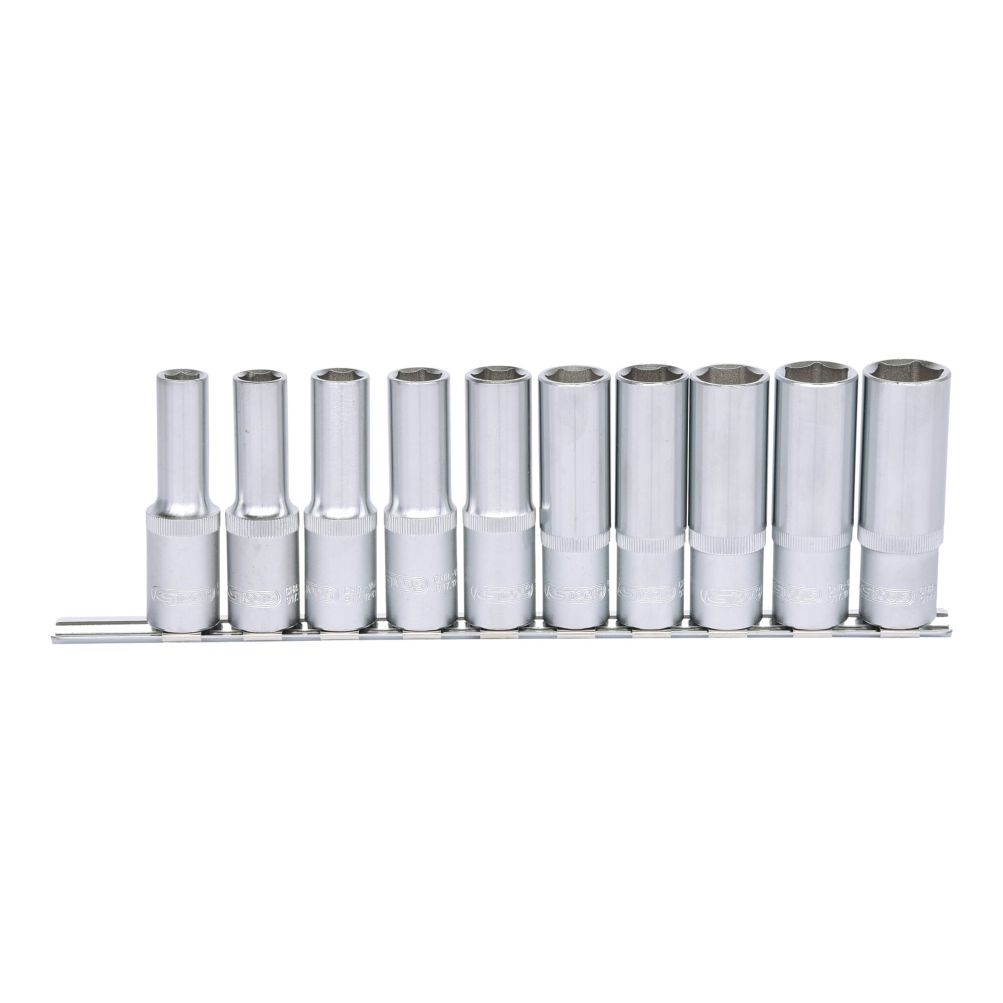 KS Tools 1/2" CLASSIC Sechskant-Stecknuss-Satz, lang, 10-teilig 10-19mm