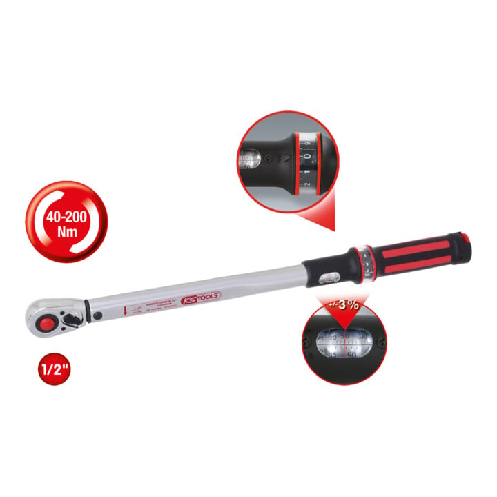 KS Tools 1/2" Clés dynamométriques ERGOTORQUE®precision, 40-200Nm