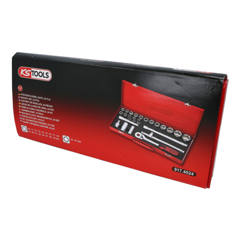 KS Tools 1/2" Coffret de douilles, 24 pcs. 6 pans