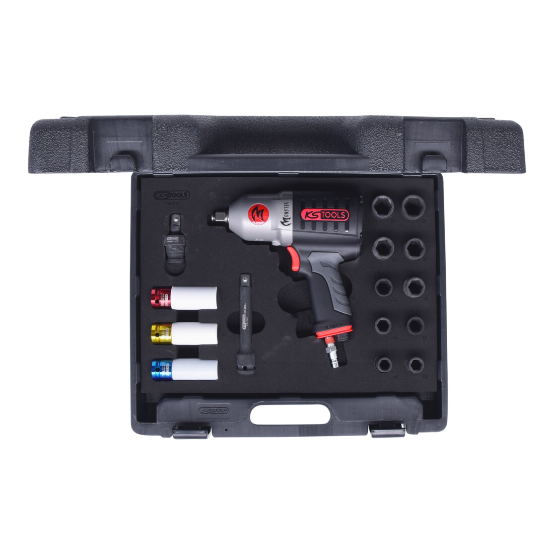 KS Tools 1/2" Druckluft-Schlagschrauber-Satz, 17-teilig, 1690 Nm