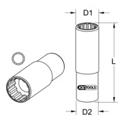 KS Tools 1/2" Einspritzdüsen-Stecknuss, SW27 mm 12-kant-3