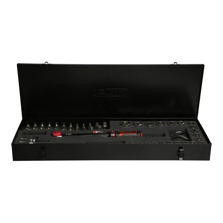 KS Tools 1/2" ERGOTORQUEprecision Ratschen-Drehmomentschlüssel-Satz Drehknopf, 10-100Nm, 52-teilig