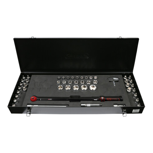 KS Tools 1/2" ERGOTORQUEprecision Ratschen-Drehmomentschlüssel-Satz Drehknopf, 60-320Nm, 52-teilig