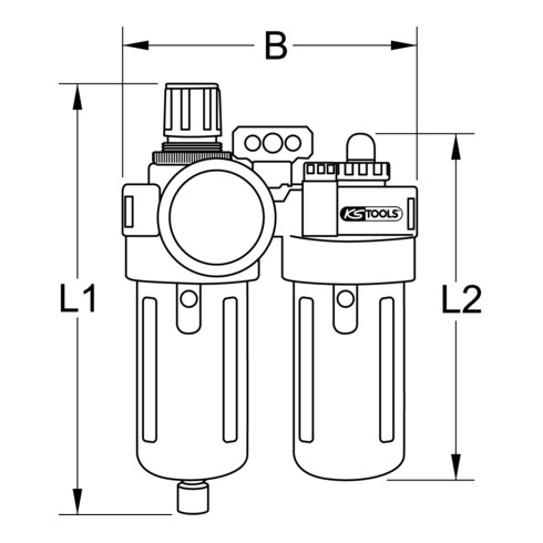 KS Tools 1/2" Filtre régulateur et lubrificateur, 0,5-12bar