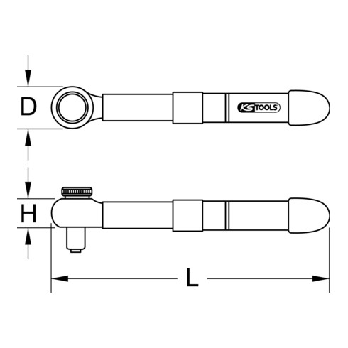 KS Tools 1/2" geïsoleerde mini momentsleutel, 5-25Nm