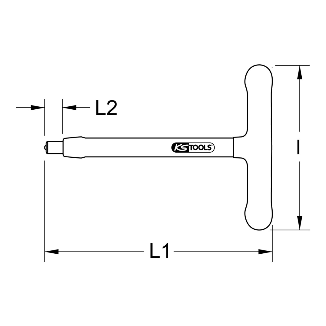 KS Tools 1/2" geïsoleerde T-greep dopsleutel, 200mm