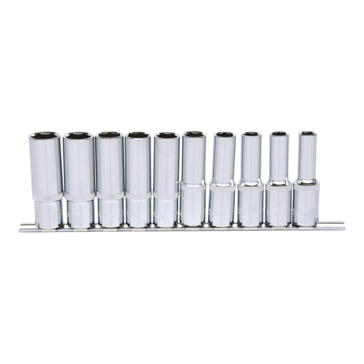 KS Tools 1/2" Jeu de douilles 6 pans CHROMEplus, longues, 10 pcs. 10-19mm