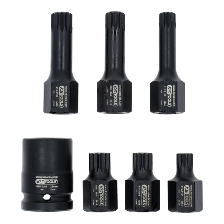 KS Tools 1/2" Jeu de douilles à chocs spéciales XZN, 7 pcs. M14-M18