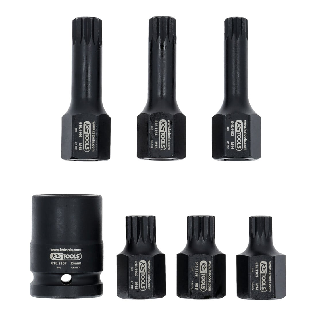 KS Tools 1/2" Jeu de douilles à chocs spéciales XZN, 7 pcs. M14-M18