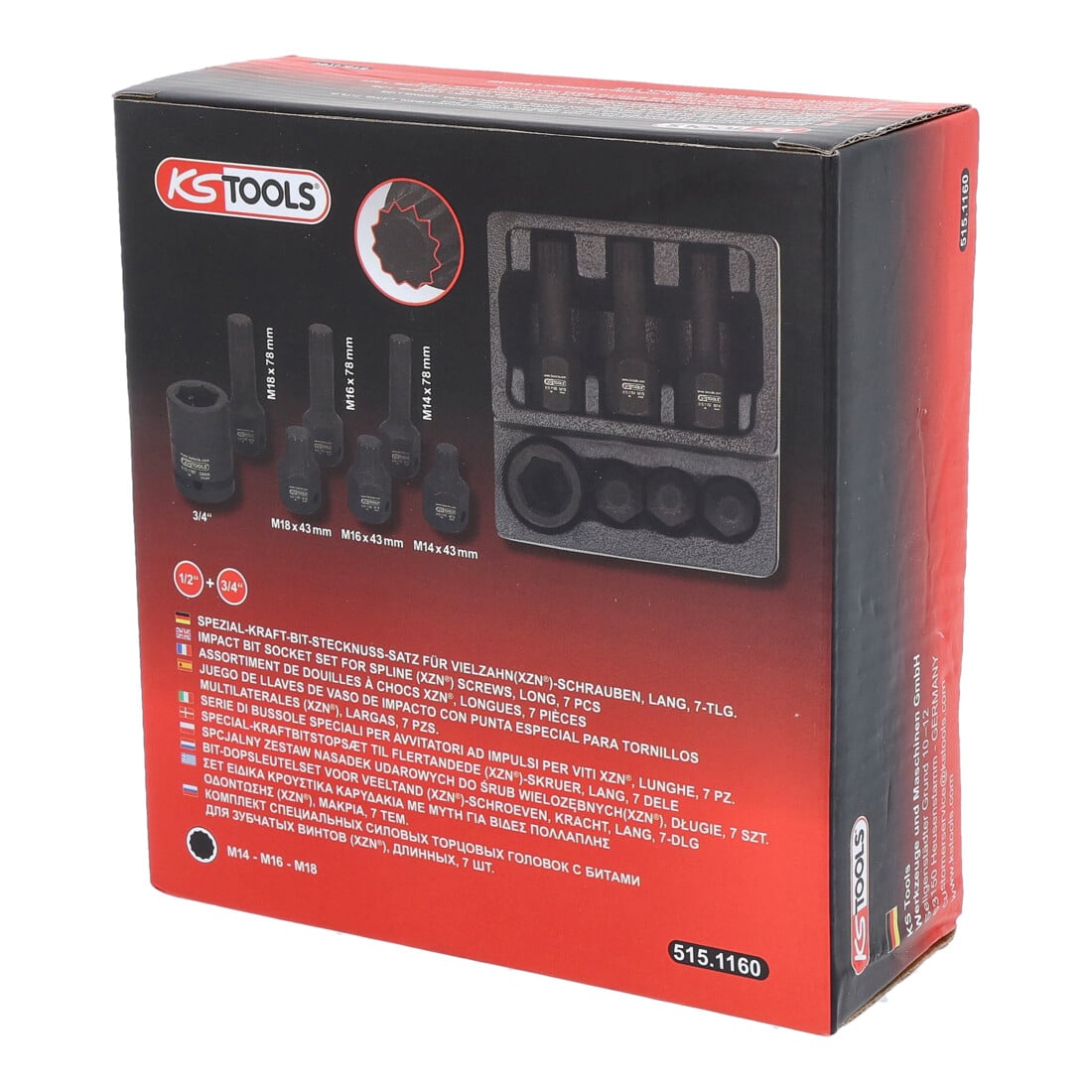 KS Tools 1/2" Jeu de douilles à chocs spéciales XZN, 7 pcs. M14-M18