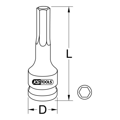 KS Tools 1/2" krachtbit zeskant aansluiting