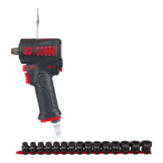 KS Tools 1/2" miniMONSTER Clé à chocs pneumatique haute performance 1.390 Nm avec jeu de douilles, 16 pièces