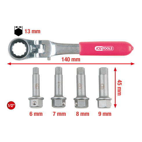 KS Tools 1/2" remklauw speciale dopsleutelset, 5-delig