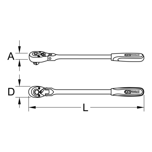 KS Tools 1/2" scharnier omkeerbare ratel, 72 tand