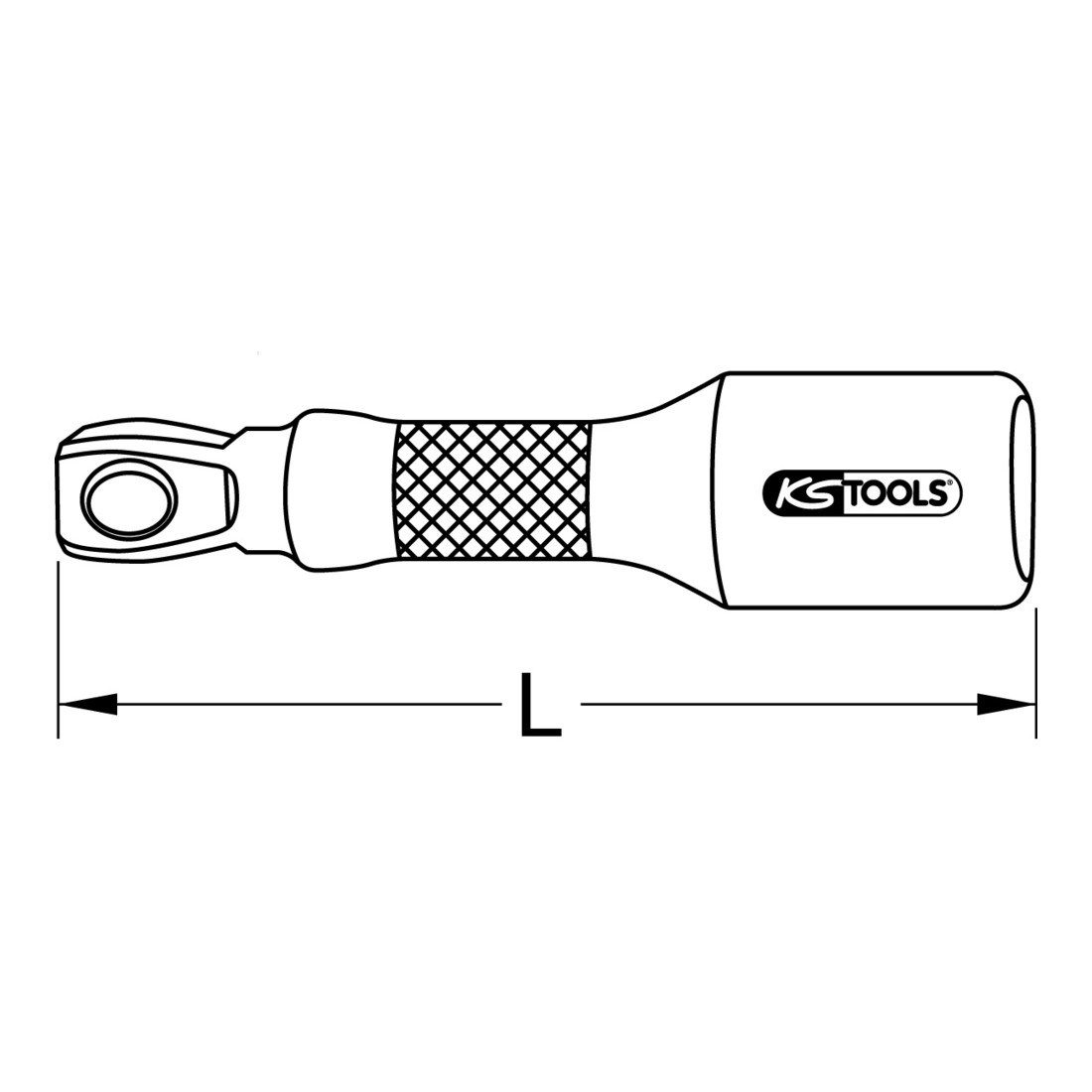 KS Tools 1/2" schuine verlenging, 700mm