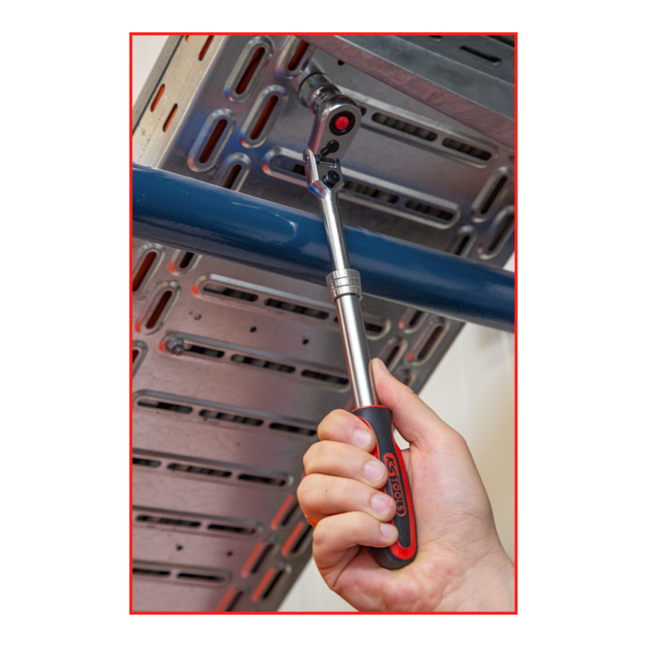 KS Tools 1/2" Slimpower telescopische scharnier omkeerbare ratel, 72 tand