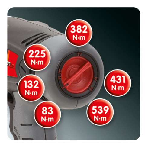 KS Tools 1/2" snoerloze slagmoersleutel, voorkeuze draaimoment, 1.800 omw/min, met 2 oplaadbare batterijen+1 lader