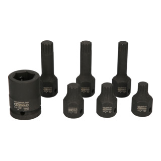 KS Tools 1/2" speciale power bit dopsleutelset meertandss, 7 dlg. M14-M18
