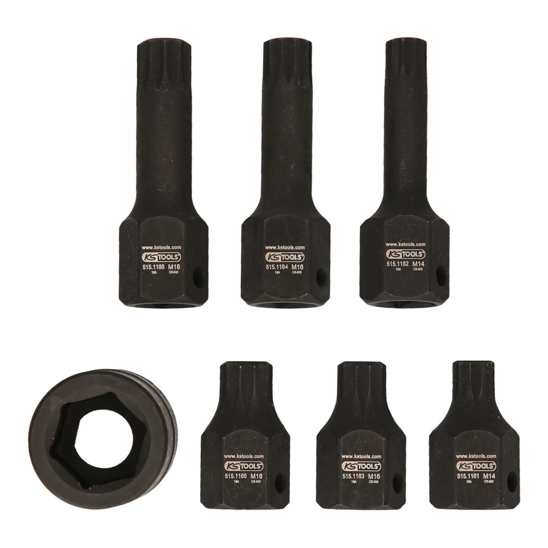KS Tools 1/2" speciale power bit dopsleutelset meertandss, 7 dlg. M14-M18