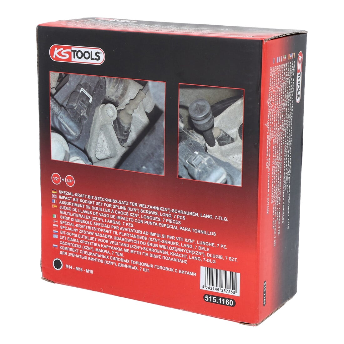 KS Tools 1/2" speciale power bit dopsleutelset meertandss, 7 dlg. M14-M18