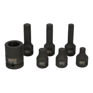 KS Tools 1/2" Spezial-Kraft-Bit-Stecknuss-Satz Vielzahn, 7-tlg. M14-M18